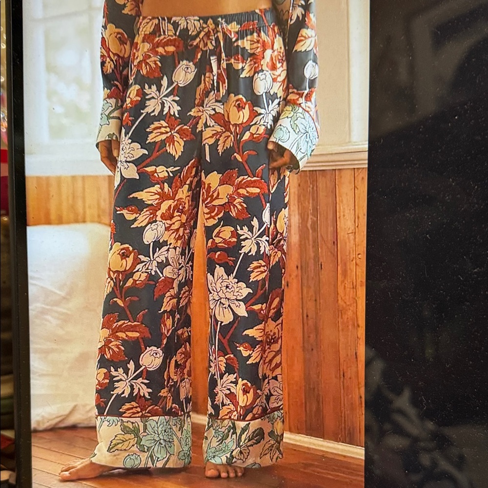 Anthropologie Floral Pajama Pants - Multicolor